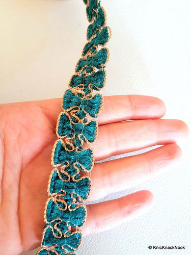 Green Trim With Gold Border Piping, Approx. 25mm